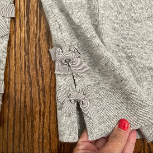 Ted Baker London Gray Sweater Bow Sleeves Cutout Lightweight Size 2 - Picture 5 of 10